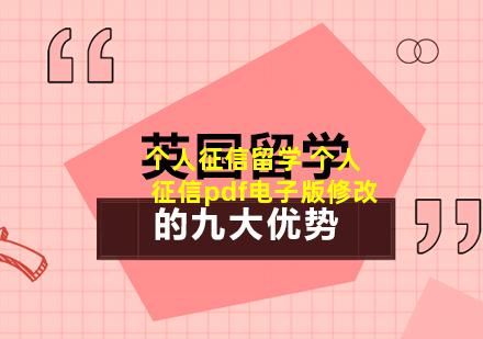 个人征信留学 个人征信pdf电子版修改